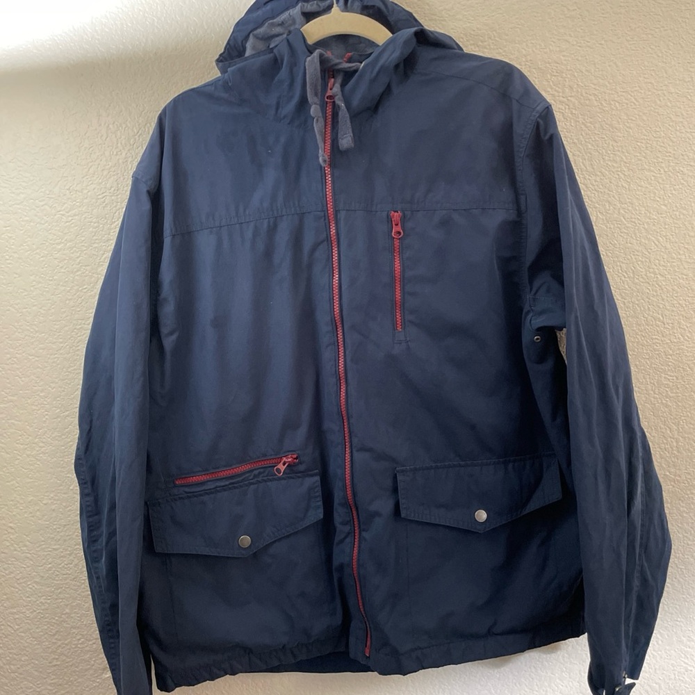 UNTUCKit Men's Navy Hooded Light Jacket XL Cotton Blend Cottage Camping